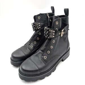 Karl Lagerfeld Maeva Lug-sole Maeva Combat Boot Crystal Detail Size US9M EU40B